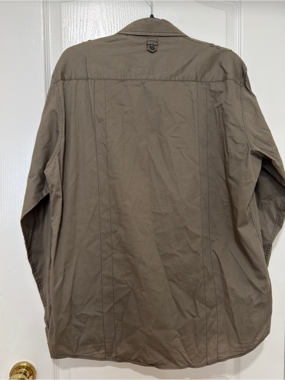 7 Diamonds Khaki Utility Button Up Shirt Men's XL Stretch Military Casual - Picture 2 of 4